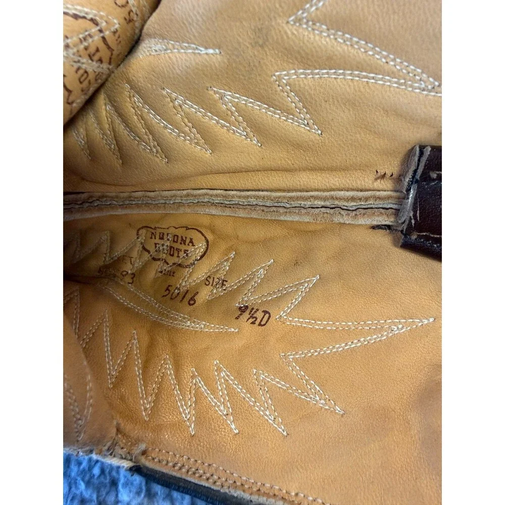 VINTAGE NOCONA Cowboy Boots Mens 9.5D Brown Leather Two Tone Western Rodeo 5016